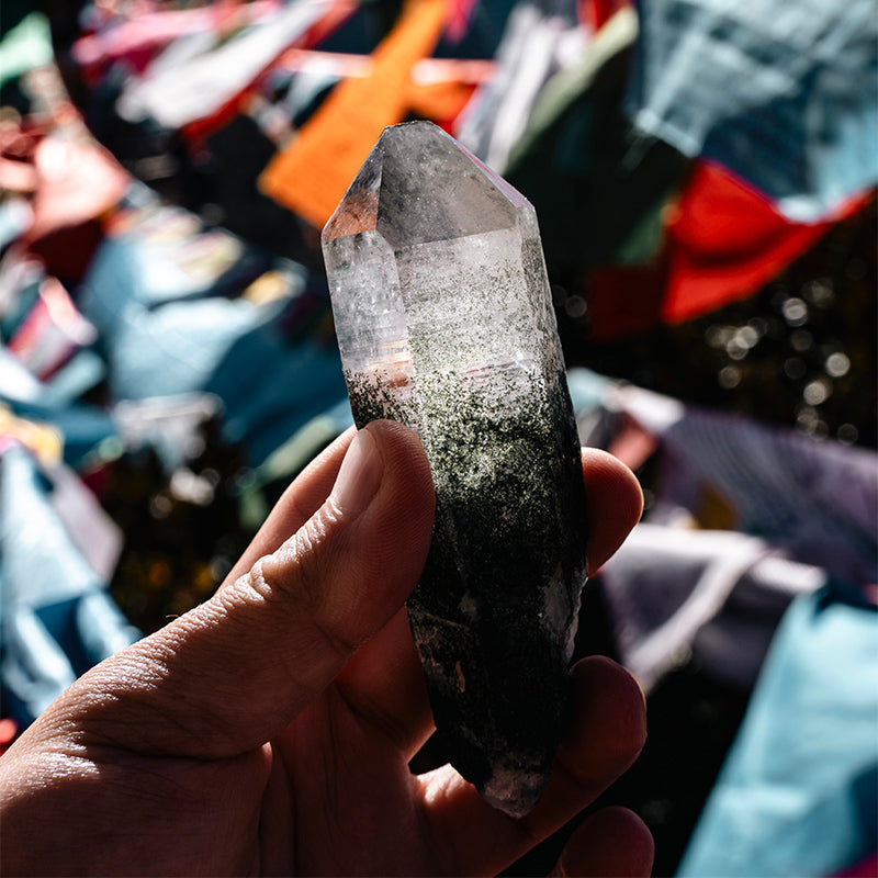 Himalayan Chlorite etched Wand Quartz