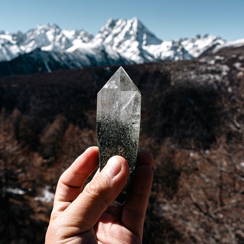Himalayan Chlorite etched Wand Quartz