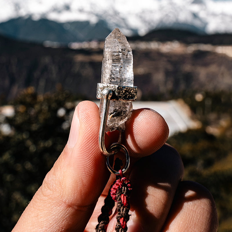 Himalayas White Quartz Pendant Designed in Tibet with Sterling Silver
