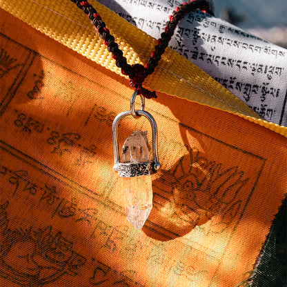 Himalayas White Quartz Pendant Designed in Tibet with Sterling Silver