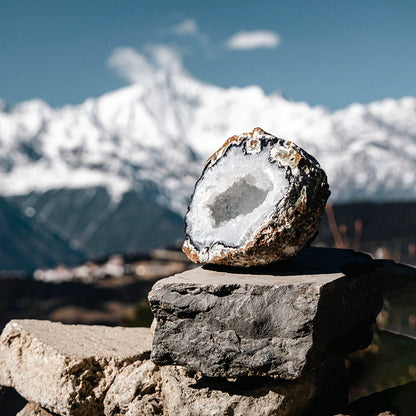 Pair of Clear Quartz Geodes
