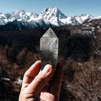 Himalayan Chlorite etched Wand Quartz