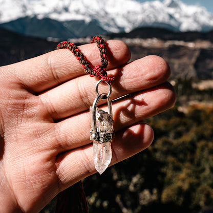 Himalayas White Quartz Pendant Designed in Tibet with Sterling Silver